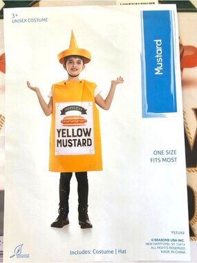 Funny Food Yellow Mustard Bottle Costume Kids 4-9 Seasons Cosplay Halloween
